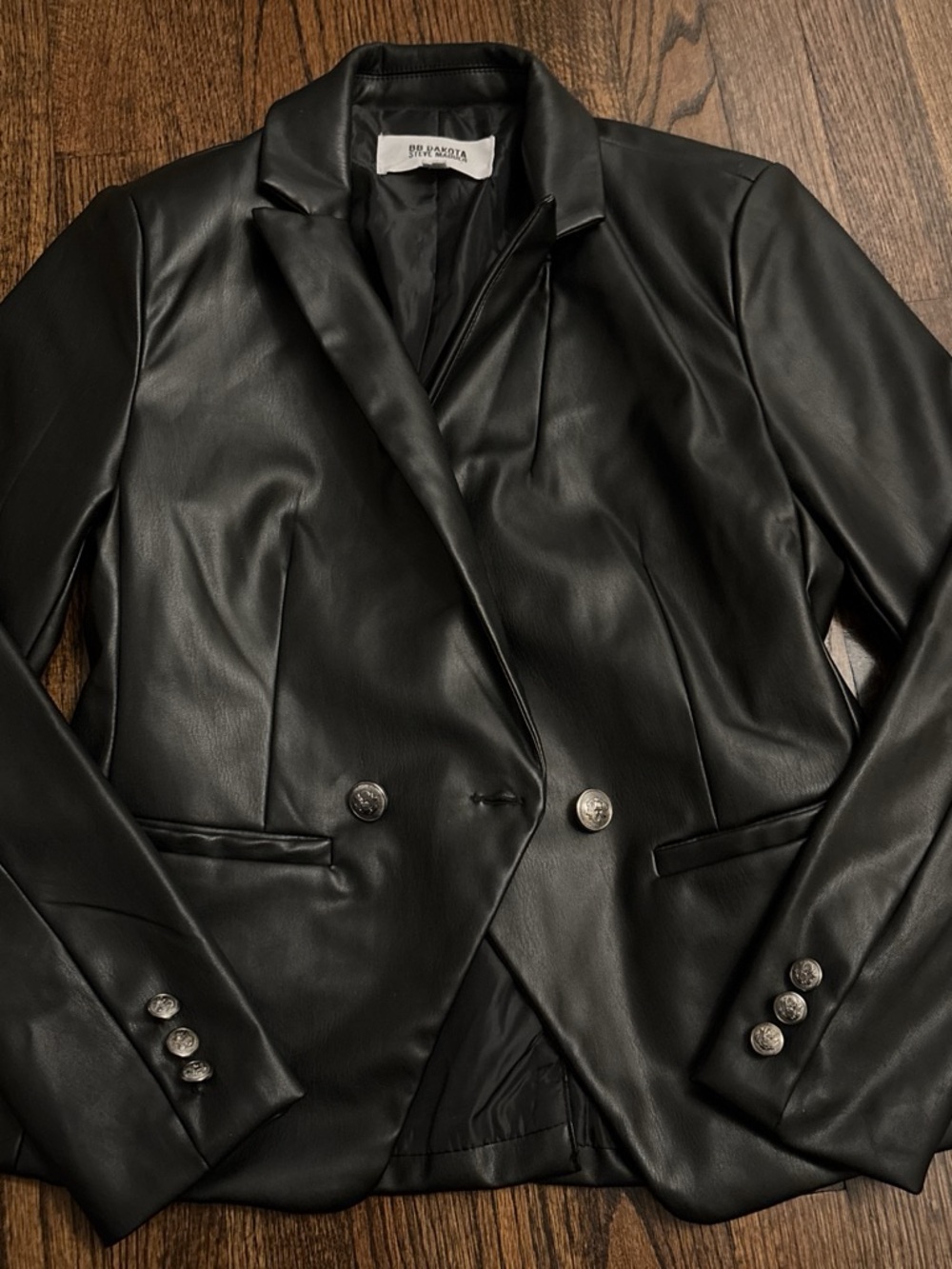 Steve Madden Black Faux Leather Blazer Jacket